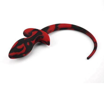 Silicone Tail Red/Black Puppy Dog Tail Silicone Butt Anal Plug Clearance