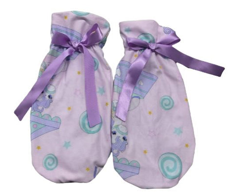 Carousel Ponies Matching Mittens with purple Ribbon