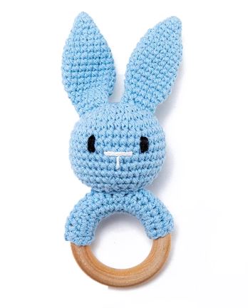 Blue Bunny Crochet Rattle Soother Teether
