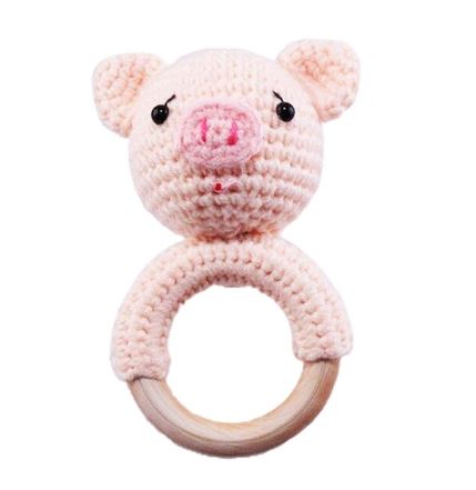 Piggy Crochet Rattle Soother Teether