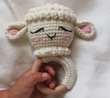 Lamb Crochet Rattle Soother Teether