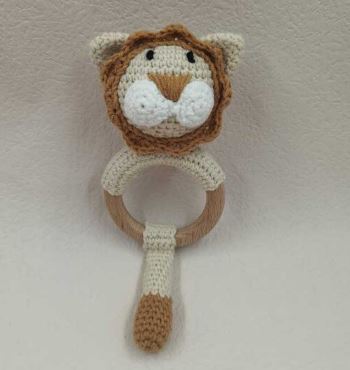 Lion Crochet Rattle Soother Teether