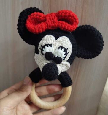 Girl Mouse Crochet Rattle Soother Teether