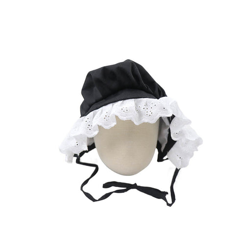 Adult Baby Bonnets Black GOTH ROSES