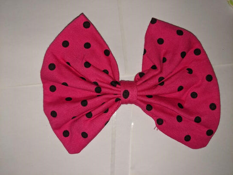 Hot Pink Dots Matching Boutique Fabric Hair Bow