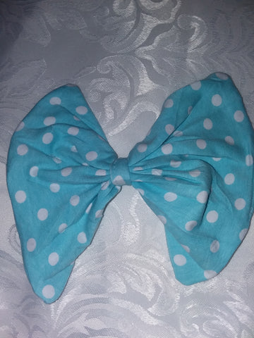 Light Blue & White Polka-dots Matching Boutique Fabric Hair Bow Clearance