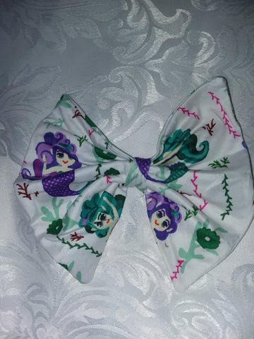 Mermaids Matching Boutique Fabric Hair Bow