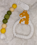 GIRAFFE SILICONE TEETHER CHEWING TOY PACIFIER CLIP