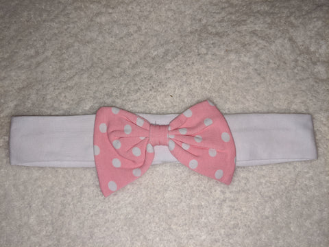 Polka-dot Pink white MATCHING Boutique Fabric Hairband Headband