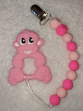 MONKEY SILICONE TEETHER CHEWING TOY PACIFIER CLIP