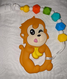 MONKEY SILICONE TEETHER CHEWING TOY PACIFIER CLIP