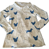 BLUE Dog Matching LONG SLEEVES SHIRT Clearance xs only