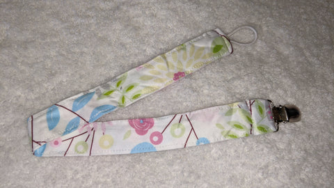 Full Of Posies Matching Fabric Pacifier Clips - 15"  Clearance