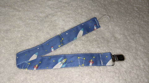 Space Matching Fabric Pacifier Clips - 15"  Clearance
