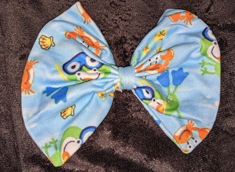 Scuba Frog MATCHING Boutique Fabric Hair Bow
