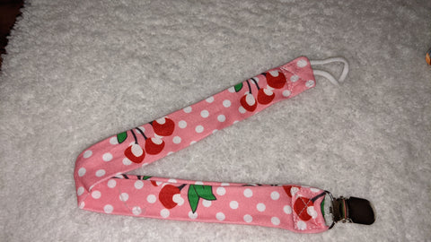 Lil Cherry Matching Fabric Pacifier Clips - 14"  Clearance