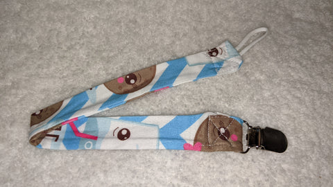 COOKIES & MILK Matching Fabric Pacifier Clips - 14"  Clearance