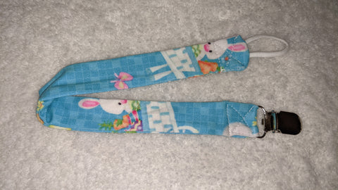 Easter Bunny Matching Fabric Pacifier Clips - 14"  Clearance