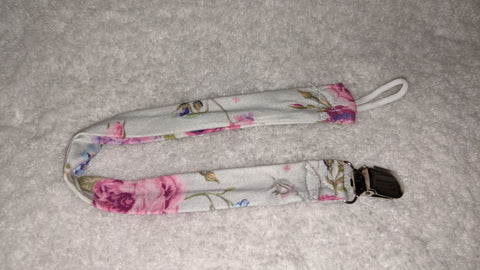 Vintage Lavender Matching Fabric Pacifier Clips - 14"  Clearance