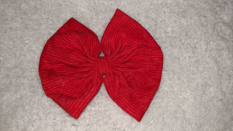 Red CORDUROY MATCHING Boutique Fabric Hair Bow