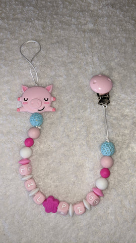 Lil Pig SILICONE TEETHER CHEWING PACIFIER CLIP XLarge
