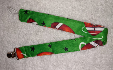 Football Matching Fabric Pacifier Clips - 14"