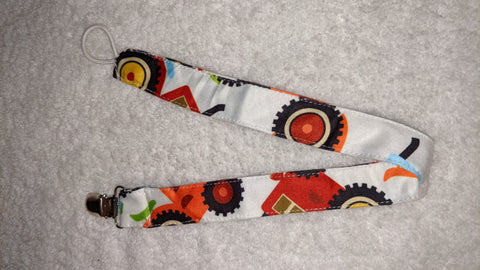 Tractor Matching Fabric Pacifier Clips