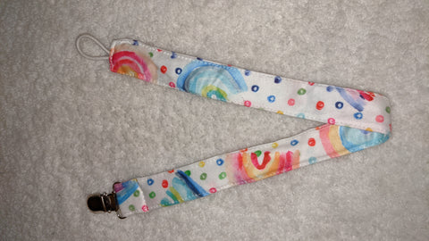 Rainbow Matching Fabric Pacifier Clips
