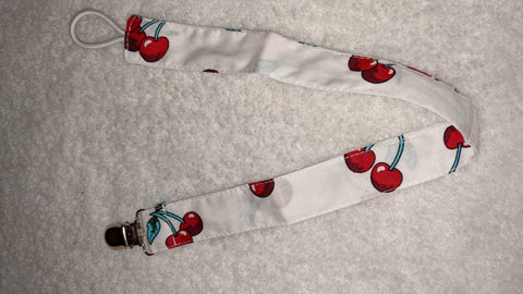 Cherry Matching Fabric Pacifier Clips