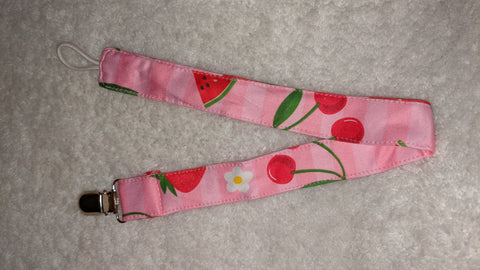 Strawberry & cherry Matching Fabric Pacifier Clips