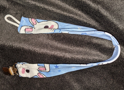 Blue Baby Bunny Matching Fabric Pacifier Clips