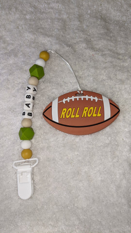 Football Silicone Teether Chewing Toy Pacifier Clip