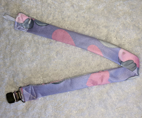 Purple & Pink Cartoon Matching Fabric Pacifier Clips  Clearance