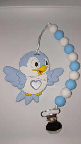 Bird SILICONE TEETHER CHEWING TOY PACIFIER CLIP Bird S1022