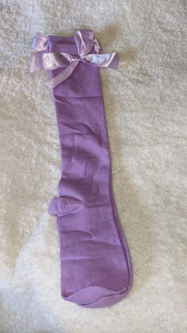 Ribbon Bow Socks Purple with Purple Bows