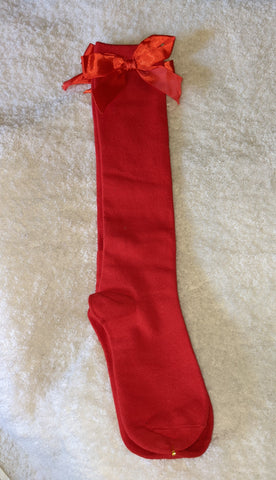 Ribbon Bow Socks Red with Red Bows