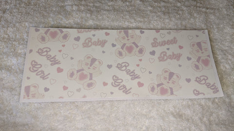 Vinyl Landing Strips Adult Diaper Sticker BABY GIRL Bear