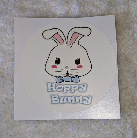 Vinyl Sticker Hoppy Blue Bunny