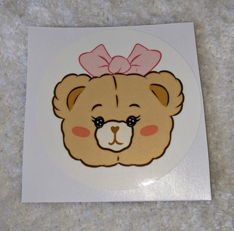 Vinyl Sticker Lil Baby Girl Bear face