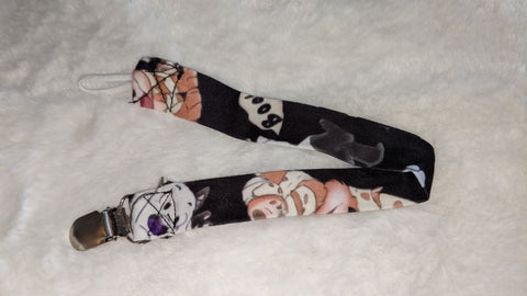 TRICK & TREAT KITTY PUPPY Matching Fabric Pacifier Clips