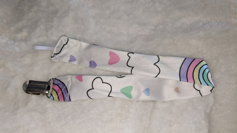 Pastel Dreamland Rainbows Matching Fabric Pacifier Clips DESIGNED BY @QUEENPINSART