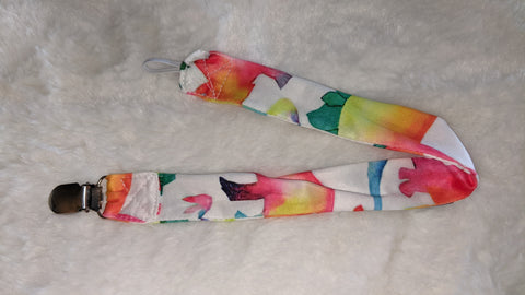 Rainbow Dinosaur Matching Fabric Pacifier Clips