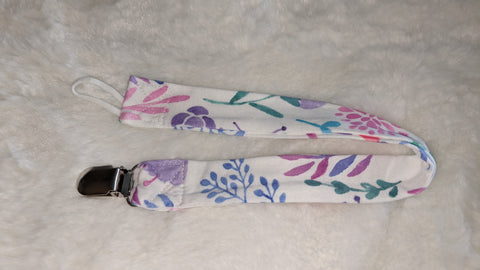 Pastel Flowers Matching Fabric Pacifier Clips