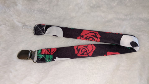 Skull & roses Matching Fabric Pacifier Clips