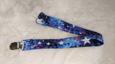 Star Sky Space Matching Fabric Pacifier Clips  Clearance