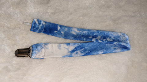 Tyed Dyed Blue Matching Fabric Pacifier Clips