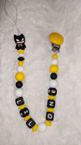 Super Hero Lil One SILICONE TEETHER CHEWING PACIFIER CLIP