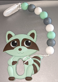 RACCOON SILICONE TEETHER CHEWING TOY PACIFIER CLIP