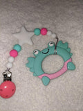 Sea Ocean Critters Silicone Teether Chewing Toy Pacifier Clip