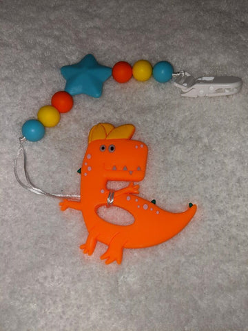 Dinosaur SILICONE TEETHER CHEWING TOY PACIFIER CLIP Dinosaur TC1159